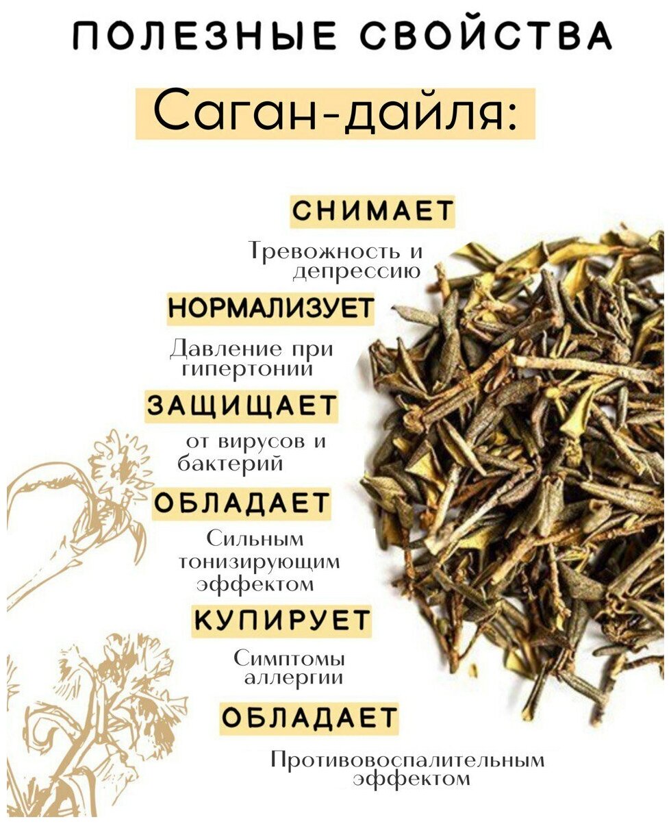 Травяной чай Саган-Дайля (настоящий Саган-Дайля, целебный напиток, трава Саган-Дайля) 25г. - фотография № 2