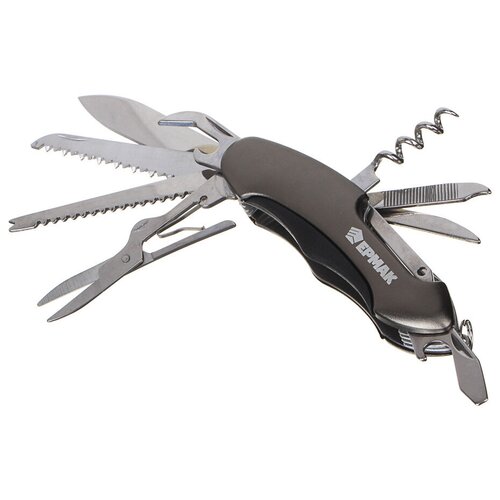 фото Нож туристический ермак нож перочинный 15см многофункциональный / мультитул 11 функций / складной (118-151), длина лезвия 6 см