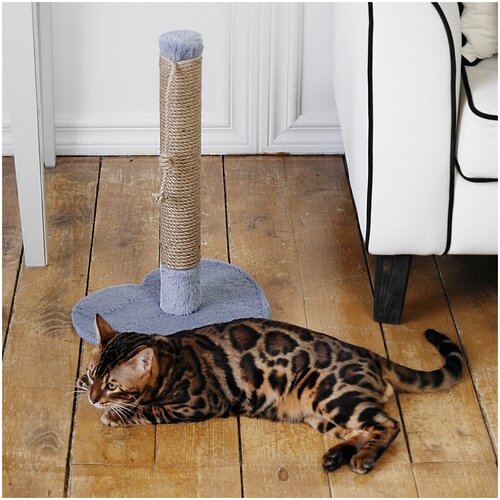 Когтеточка-столбик, сердце, 33х35х54см, джут. Пушистый мех пыльная сирень 78-6