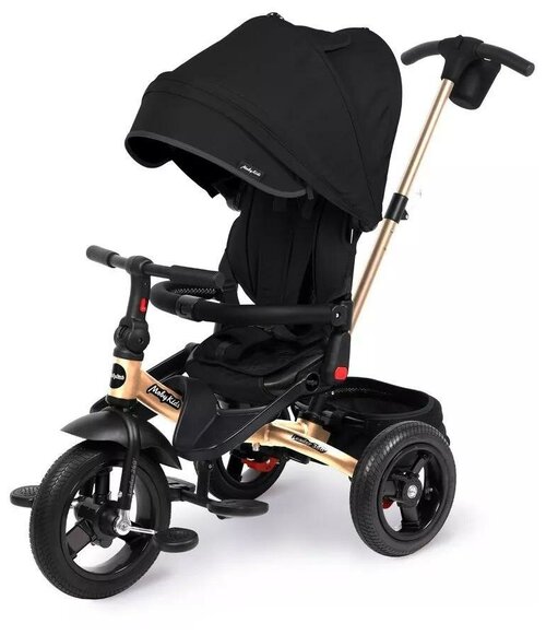 Велосипед детский трёхколёсный LEADER 360°, 12X10 AIR, чёрный, ЭЛ. Экокожа 63127