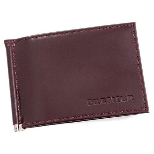 фото Зажим для купюр premier+urb из натуральной кожи, бумагодержатель, компактный , зажим для денег бордовый cro-m-53-82