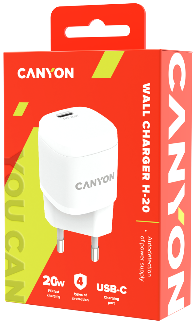 Зарядное устройство сетевое Canyon CNE-CHA20W05 PD 20Вт, USB-C, белый - фото №4