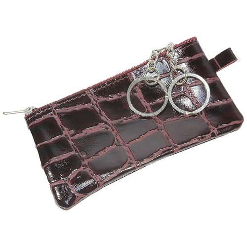 Ключница КРОКО, натуральная кожа, текстиль, металл, ручная работа, бордовый