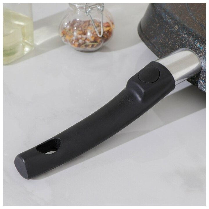 Сковорода-гриль Granit ultra, 26×26 см, съёмная ручка, стеклянная крышка, антипригарное покрытие, цвет чёрный