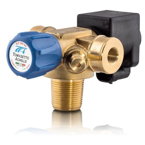 Вентиль газовый балонный TOMASETTO VM05 24 В с электромагнитным и предохранительным клапаном метан