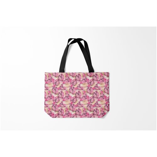 фото Сумка-шоппер / 46х35 см / тренды / тропики розовый тропический узор burnettie