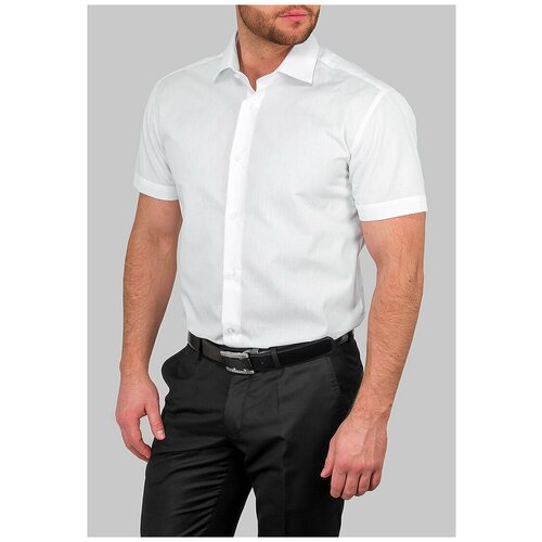 Рубашка мужская короткий рукав GREG 100/109/WHITE/ZV, Приталенный силуэт / Slim fit, цвет Белый, рост 174-184, размер ворота 42