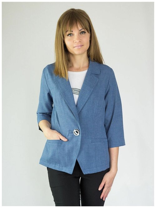 Пиджак KiS, укороченный, силуэт полуприлегающий, размер (42)164-84-90, синий