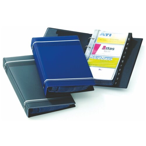 Визитница Durable Visifix, 200 карт, ПВХ, на кольцах, 255*145 мм, темно-синий