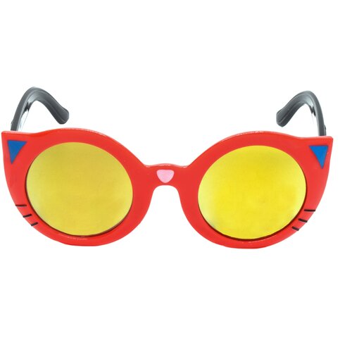 фото Солнцезащитные очки , круглые, оправа: пластик, зеркальные, для девочек, красный мир оптики
