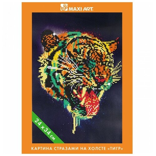 Картина Стразами на Холсте Maxi Art, Тигр, 24х34см. в коробке MA-KN0262-7