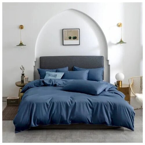 Пододеяльник 1,5-спальный сатин-люкс синий,147х215, ENRIKA