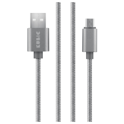 Кабель KUBIC C05M Gray, USB - micro USB, текстиль, 3м, серый кабель rombica digital ab 04 xxl usb micro usb текстиль 3м черно белый