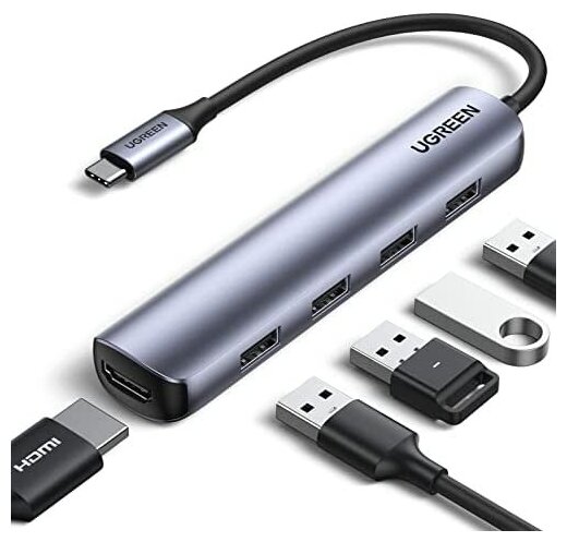 Адаптер Ugreen CM417 USB-C 5 в 1 HDMI 4x USB 30