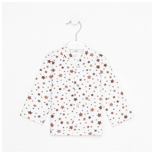 Распашонка детская, цвет белый/бежевый, рост 80 см