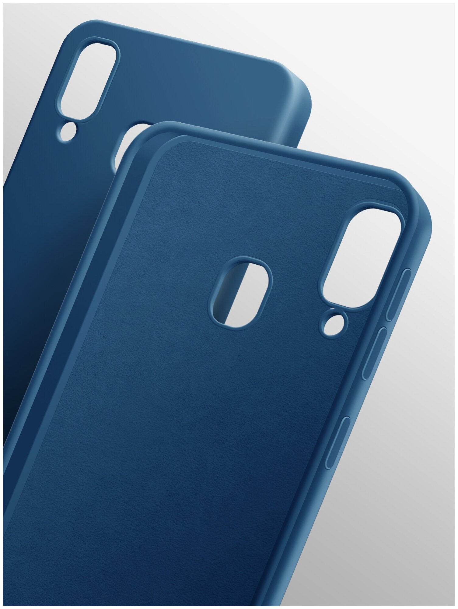 Чехол на Samsung Galaxy A40 ( Самсунг Галакси А40 ) силиконовый бампер накладка с защитной подкладкой микрофибра синий Brozo