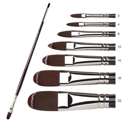 Кисть синтетика №8 плоская, удлиненная вставка Winsor&Newton 