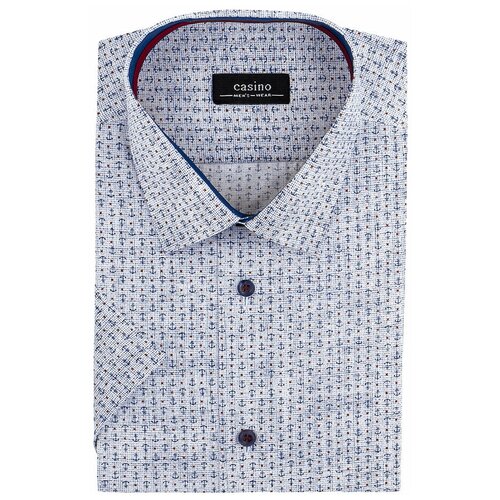 фото Рубашка мужская короткий рукав casino c123/057/21547/z/1p, полуприталенный силуэт / regular fit, цвет голубой, рост 174-184, размер ворота 39