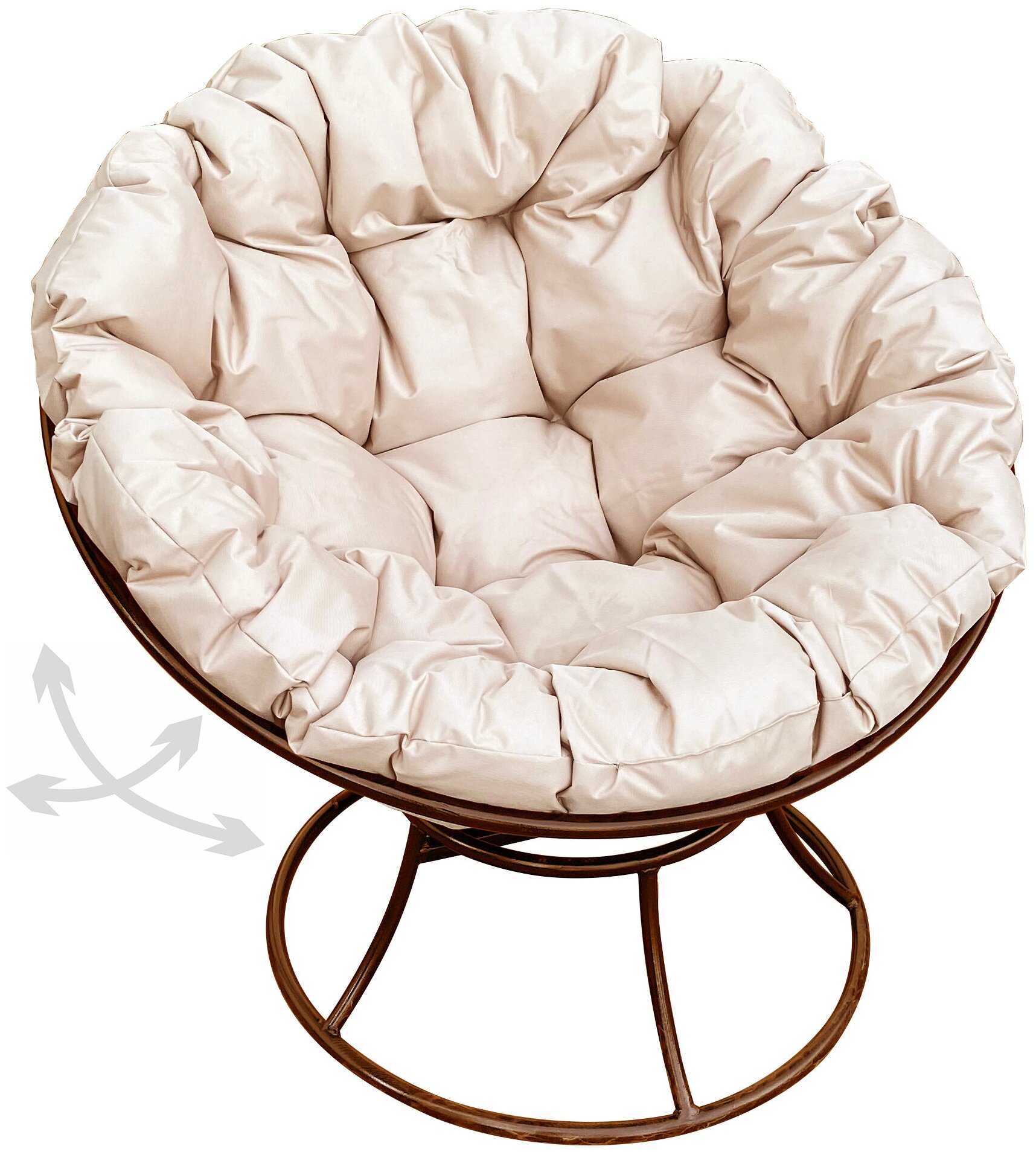 Кресло m-group папасан пружинка коричневое, бежевая подушка - фотография № 1