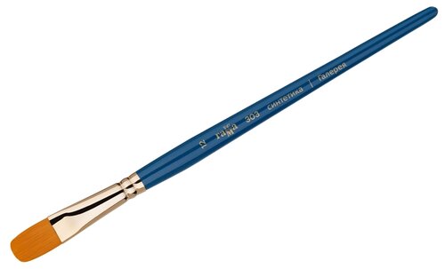 Кисть ГАММА Галерея, №12 синтетика, плоскоовальная, короткая ручка (303012) №12, синий