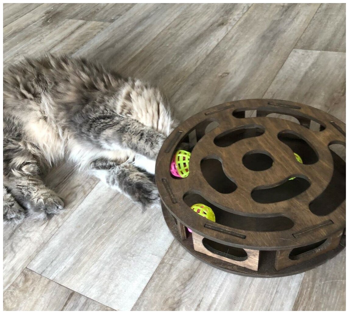 Игрушка для кошек и котят с шариками лабиринт развивающая круглая - фотография № 4