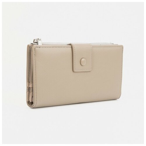 фото Кошелёк, 2 отдела на кнопке, цвет бежевый