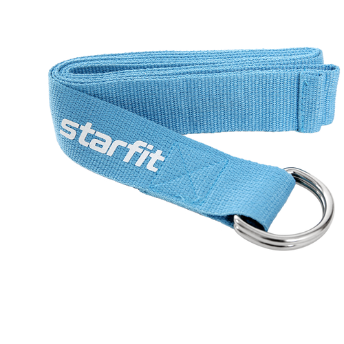 фото Ремень для йоги starfit core yb-100 180 см, хлопок, синий пастель