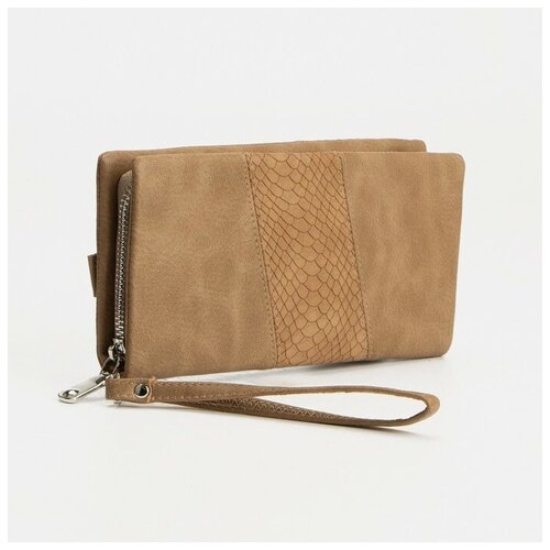 фото Кошелёк на молнии, с ручкой, цвет бежевый korban
