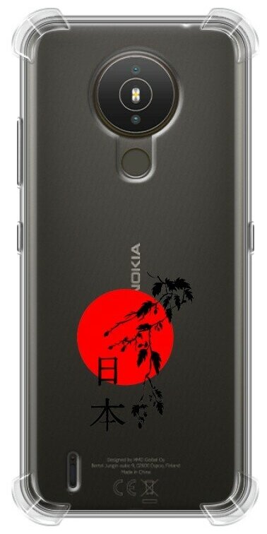 Полупрозрачный дизайнерский силиконовый с усиленными углами чехол для Nokia 1.4 Прозрачная япония