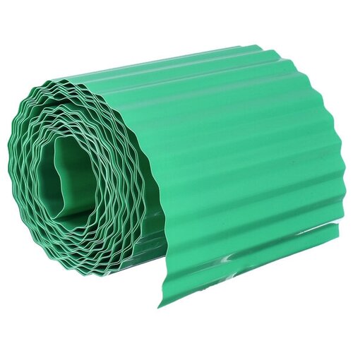 Лента бордюрная, 0.2 × 9 м, толщина 0.6 мм, пластиковая, гофра, зелёная бордюрная лента садовая гофра б 15 9 х 0 14 м хаки