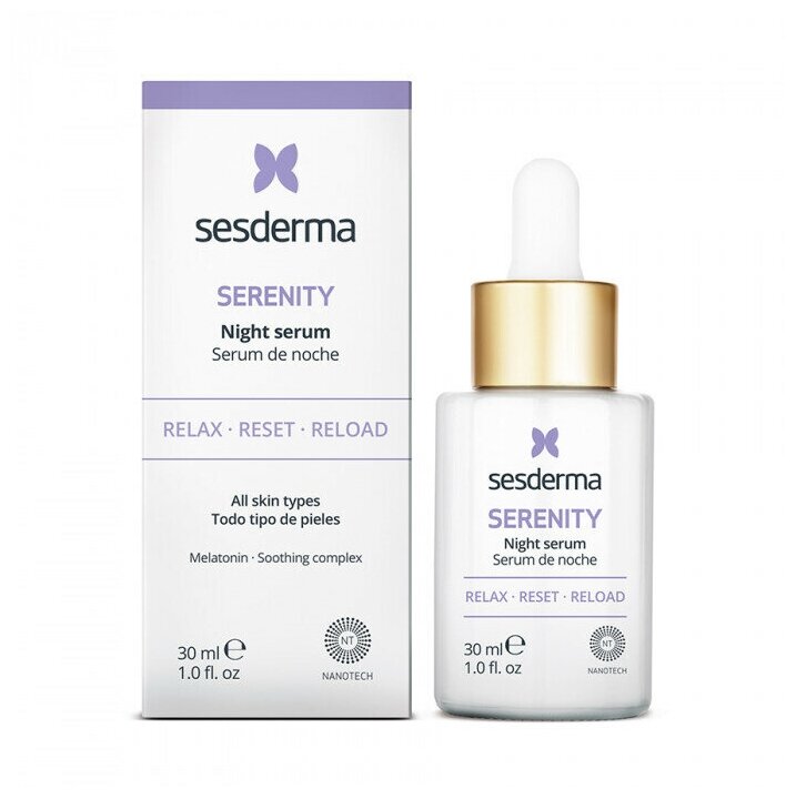 Сыворотка ночная липосомальная c мелатонином и алое вера, 30 мл, SERENITY Night serum, Sesderma