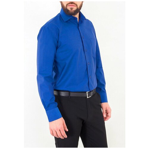 Рубашка мужская длинный рукав BERTHIER STARPORT110240/Comf-M(0), Прямой силуэт / Сlassic fit, цвет Синий, рост 174-184, размер ворота 40 синего цвета