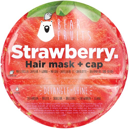 Bear Fruits Маска для волос + многоразовая шапочка Strawberry, 20 г, 20 мл, пакет