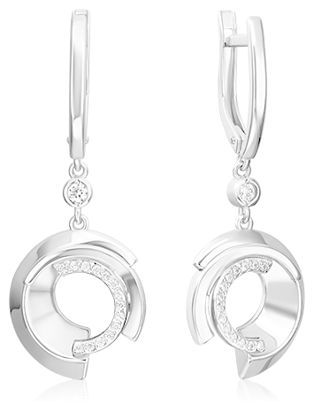 Серьги PLATINA jewelry из серебра 925 пробы с фианитом 