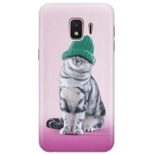 фото Ультратонкий силиконовый чехол-накладка для samsung galaxy j2 core с принтом "кот в зеленой шапке" gosso