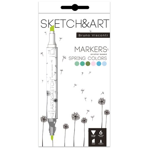 Купить Набор маркеров для декорирования Sketch&Art Весенний пейзаж (3мм, 6 цветов, двусторонние) 6шт.