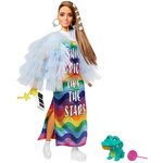 Кукла Barbie Экстра в радужном платье GYJ78 - изображение