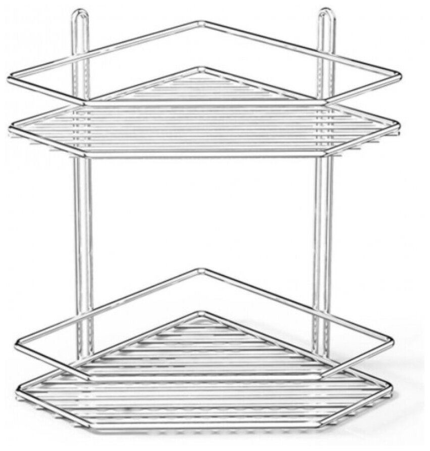 Полка в ванную угловая ES072 2 яруса 20*20*28 хром