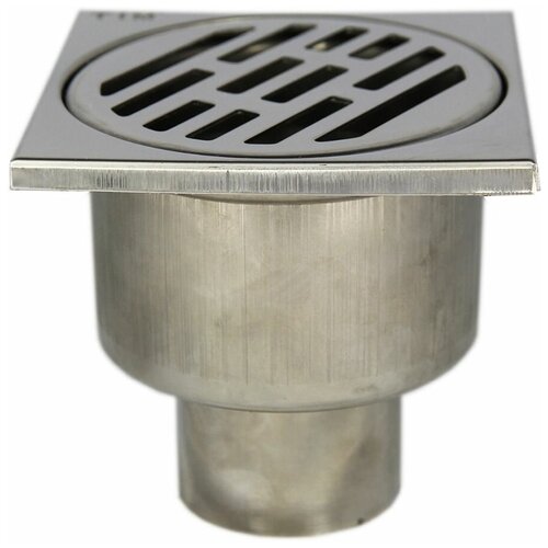 Трап мет. прямой 15х15 см (диам. 50 мм.) (нерж) гидрозатвор