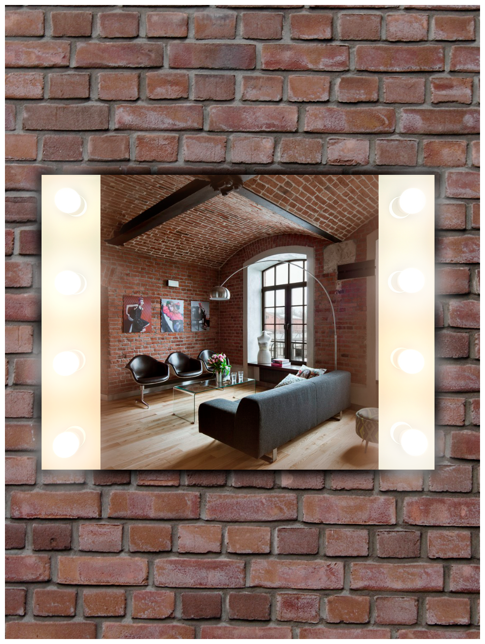 Зеркало «Этюд», гримёрное, настенное, 8 лампочек, 80х60 см - фотография № 8