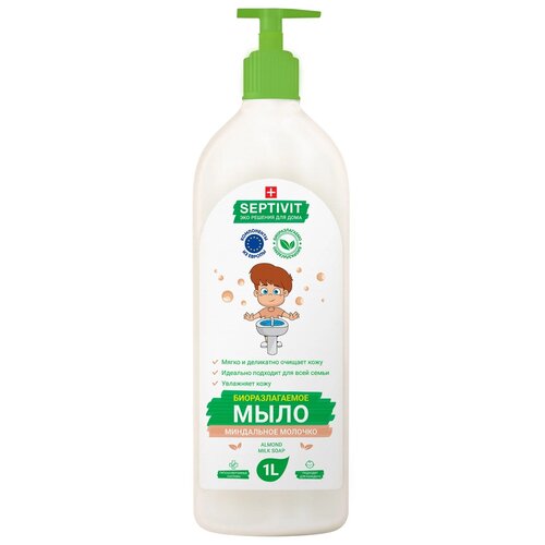 Купить Жидкое мыло для рук SEPTIVIT Premium / Мыло туалетное жидкое Септивит / Гипоаллергенное, детское мыло / Миндальное молочко, 5 литров (5000 мл.)