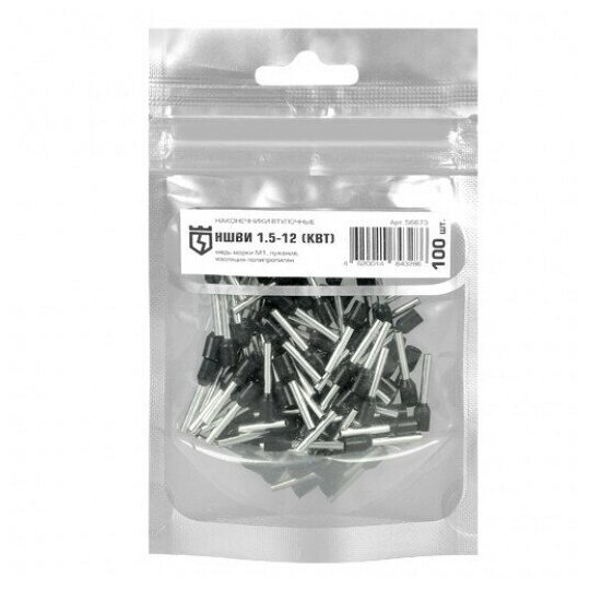 фото Наконечник-гильза изолированный, втулочный 1,5 мм(диметр) 12 мм(длина) НШВИ 1,5-12