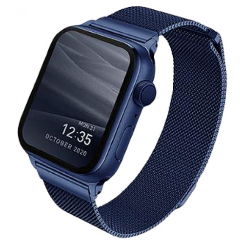 Ремешок Uniq Dante Strap Mesh Steel для Apple Watch 38/40/41 мм (40MM-DANBLU), синий ремешок uniq dante strap steel для apple watch all 42 44 45 49 мм cobalt blue