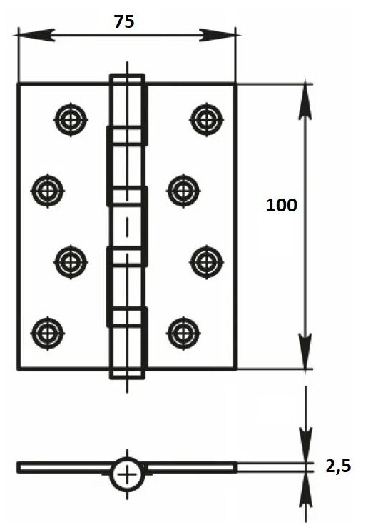 Петля универсальная MSM 4*3*2,5 4I AC медь (Комплект 2шт.) - фотография № 2