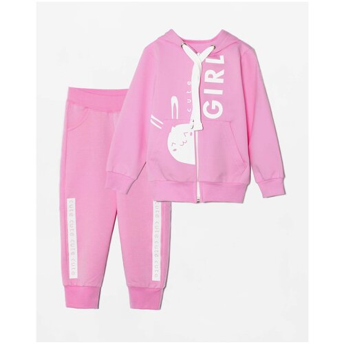 Костюм Lokki для девочек, толстовка и брюки, размер 98-104, розовый