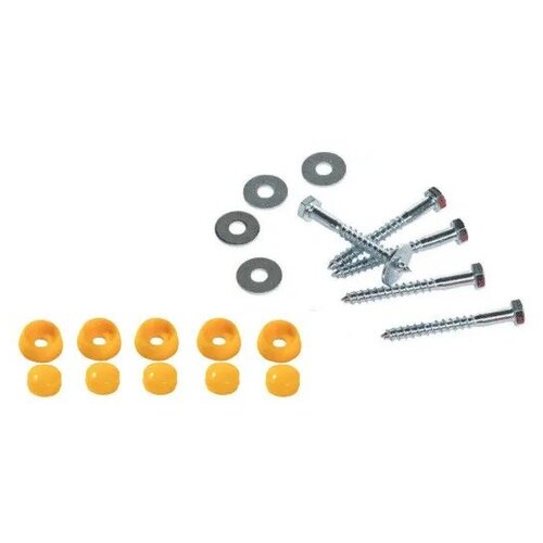 Набор креплений для детской площадки (глухари М8 - 80 +шайбы М8 + жёлтые заглушки, М8, 5 шт)