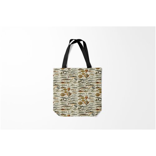 фото Сумка-шоппер / 40х40 см / морские жители / рыбы рыбный паттерн burnettie