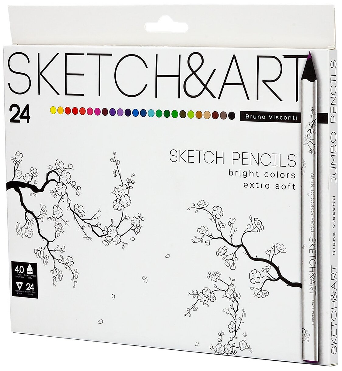 Скетч карандаши цветные "SKETCH&ART" утолщенные, грифель 4 MM, 24 ЦВ, Арт. 30-0115