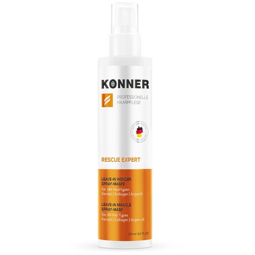 KONNER Спрей для волос 10 в 1, увлажнение и блеск, термозащита, питательный крем для сухих и волос, с кератином, коллагеном и аргановым маслом, 250 мл