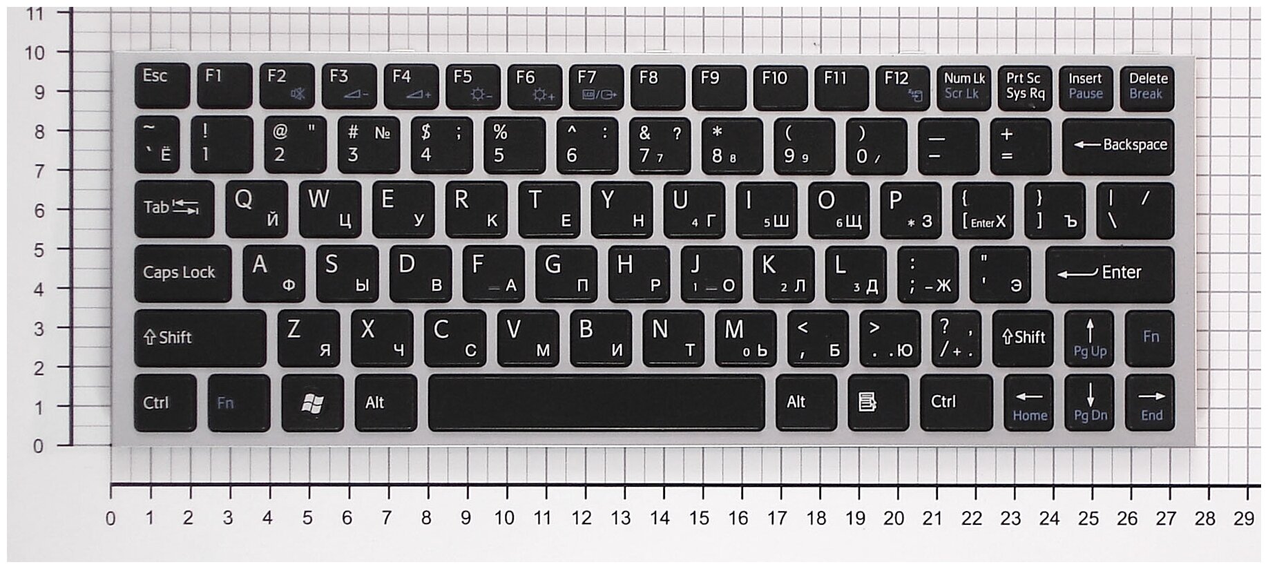 Клавиатура для ноутбука Sony Vaio VPCYB2M1EP черная с серебристой рамкой